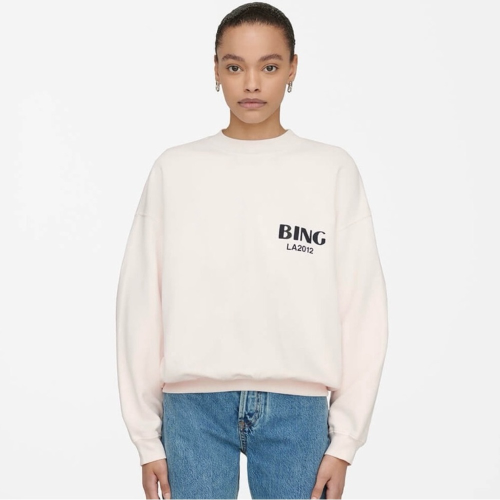 NEW ANINE BING Jaci Sweatshirt Bing LA in Washed Pink